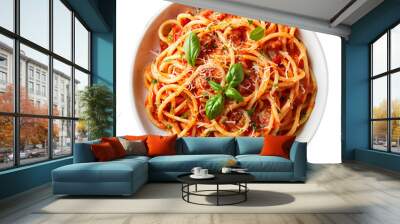 [Transparent Background PNG]spaghetti pasta with tomato sauce and basil Wall mural